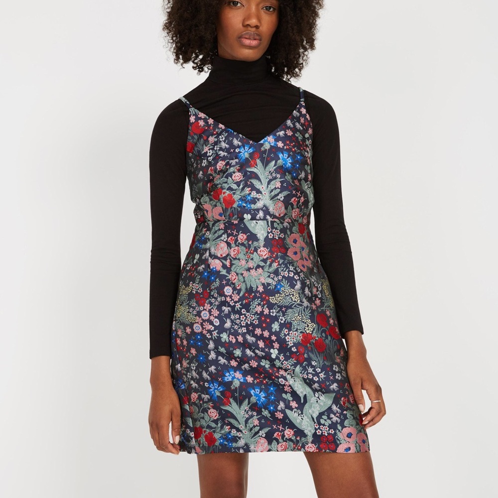 Frank & Oak floral jacquard slip dress